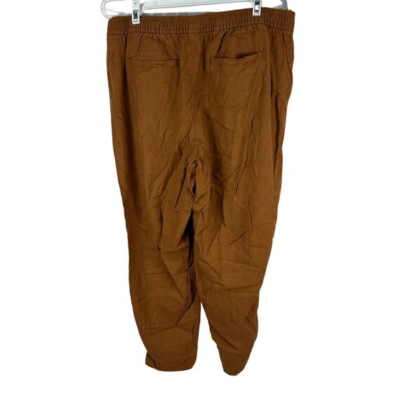 Old Navy Womens Linen Blend Elastic Waist Pull On Pants Large Brown Relaxed Fit - Picture 2 of 4